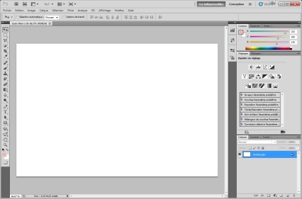 A basic starting interface for a new Photoshop project. 